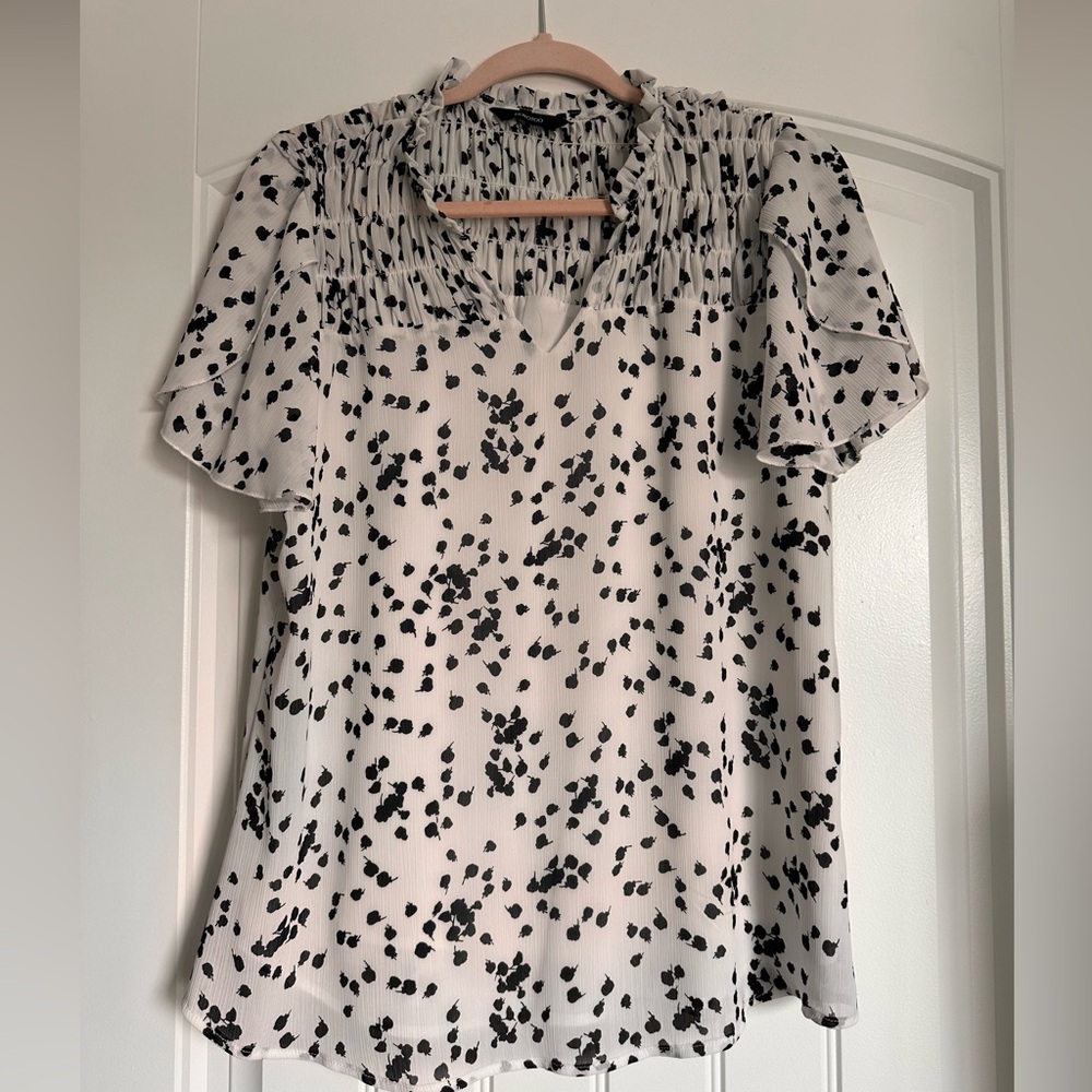 Chic Black and White Polka Dot Blouse